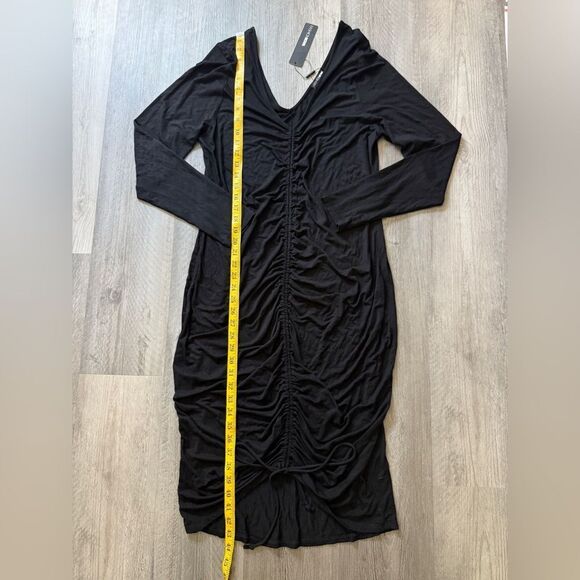 Fashion Nova Hong Kong Ruched Dress Black 1X Plus NEW - Picture 9 of 10